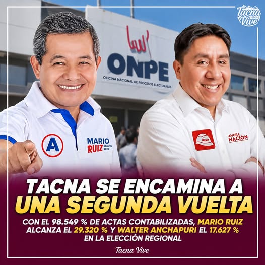 PASAN A LA SEGUNDA VUELTA POR LA REGION EN TACNA